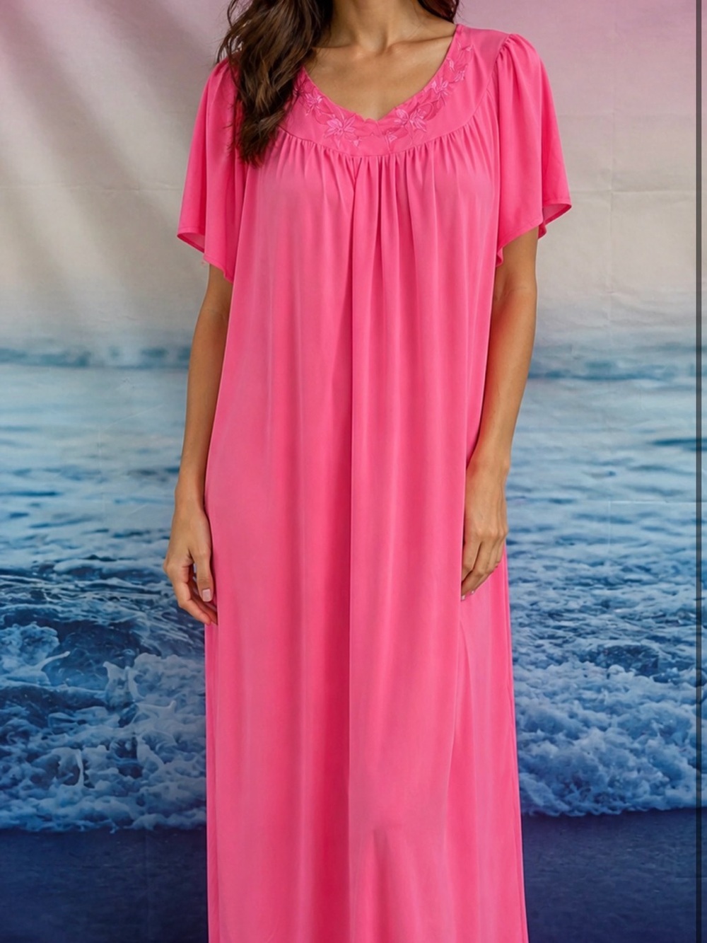 Miss Elaine NWT Wild Rose Pink Flowy Nightgown